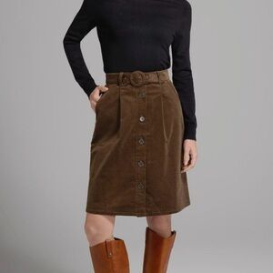 New ModCloth Girl Detective A Line Skirt Brown Corduroy